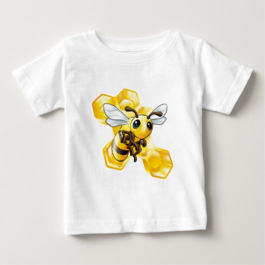 蜜蜂の巣を持つ漫画の蜂 ベビーTシャツ (正面)