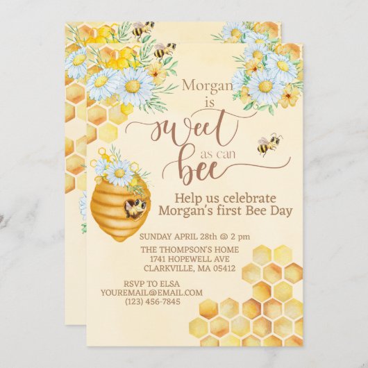蜜蜂の最初の蜂が日の蜜蜂に見えるほど甘い 招待状 (正面/裏面)