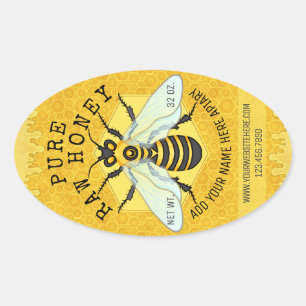 蜜蜂の蜂蜜の瓶のApiaryは の蜜蜂の巣の蜂を分類します 楕円形シール
