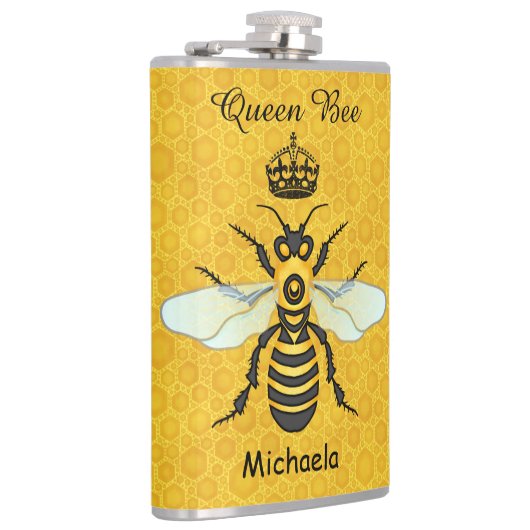 蜜蜂の蜜蜂の巣の女王バチの王冠のカスタムの文字 フラスク (右)