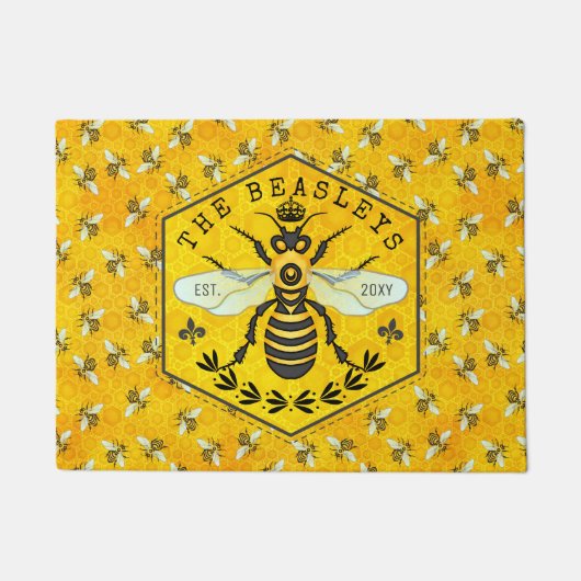 蜜蜂の蜜蜂の巣の蜂の《昆虫》マルハナバチの王冠|のカスタム ドアマット (正面)