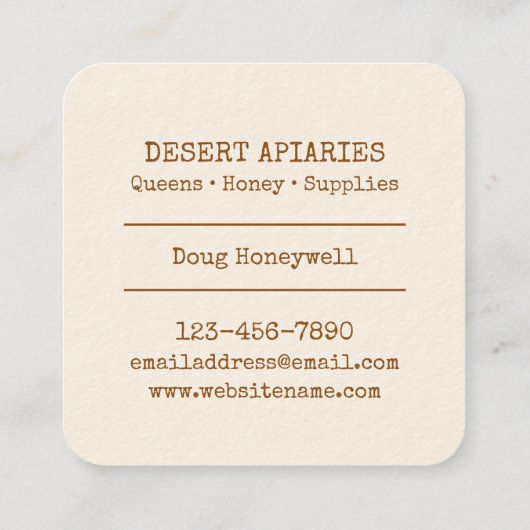 蜜蜂のApiary スクエア名刺 (裏面)