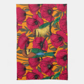 蜜蜂はオレンジの上で食べ物やケシ キッチンタオル (縦)