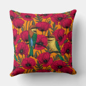 蜜蜂はオレンジの上で食べ物やケシ クッション (裏面)