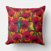 蜜蜂はオレンジの上で食べ物やケシ クッション (正面)