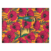 蜜蜂はオレンジの上で食べ物やケシ テーブルクロス (正面(横))