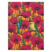 蜜蜂はオレンジの上で食べ物やケシ テーブルクロス (正面)