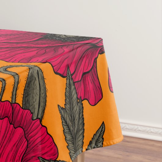 蜜蜂はオレンジの上で食べ物やケシ テーブルクロス (インサイチュ)