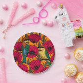 蜜蜂はオレンジの上で食べ物やケシ ペーパープレート (パーティー)