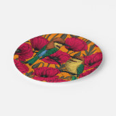 蜜蜂はオレンジの上で食べ物やケシ ペーパープレート (アングル)