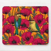 蜜蜂はオレンジの上で食べ物やケシ マウスパッド (正面)