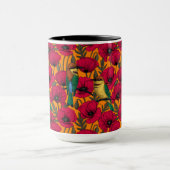 蜜蜂はオレンジの上で食べ物やケシ マグカップ (中央)