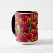 蜜蜂はオレンジの上で食べ物やケシ マグカップ (正面左)