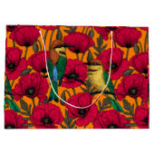 蜜蜂はオレンジの上で食べ物やケシ ラージペーパーバッグ (裏面)