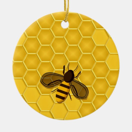 蜜蜂を持つ金蜜蜂の巣のオーナメント セラミックオーナメント (正面)