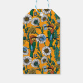 蜜蜂、青い蝶とオレンジのデイジー ギフトタグ (正面)