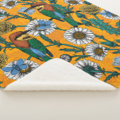 蜜蜂、青い蝶とオレンジのデイジー シェルパブランケット (3/4)