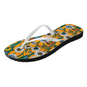 蜜蜂、青い蝶とオレンジのデイジー ビーチサンダル (アングル)