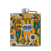 蜜蜂、青い蝶とオレンジのデイジー フラスク (裏面)