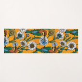 蜜蜂、青い蝶とオレンジのデイジー ヨガマット (正面(横))