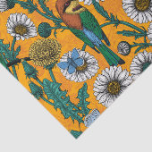 蜜蜂、青い蝶とオレンジのデイジー 薄葉紙 (詳細)