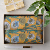 蜜蜂、青い蝶とオレンジのデイジー 薄葉紙 (ギフト)