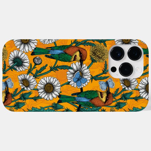 蜜蜂、青い蝶とオレンジのデイジー Case-Mate iPhoneケース (裏面 (横))