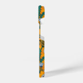 蜜蜂、青い蝶とオレンジのデイジー iPhoneケース (左側面)