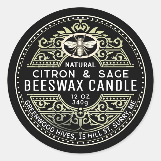 蜜蝋キャンドルヘラルビーファンシー製品ラベル ラウンドシール (正面)