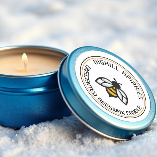 蜜蝋キャンドルラベルイエロービー ラウンドシール