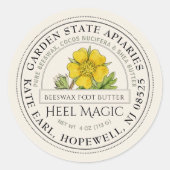 蜜蝋ヒールバターヴィンテージイエローフラワーラベル ラウンドシール (正面)