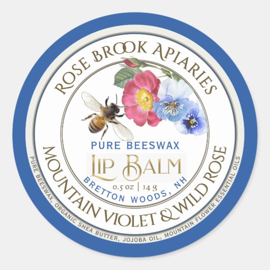 蜜蝋リップバームリップグロス金属金ゴールドビー ラウンドシール (正面)