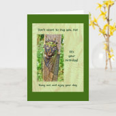 蝉のハッピーバースデーの挨拶状 カード (黄色い花)