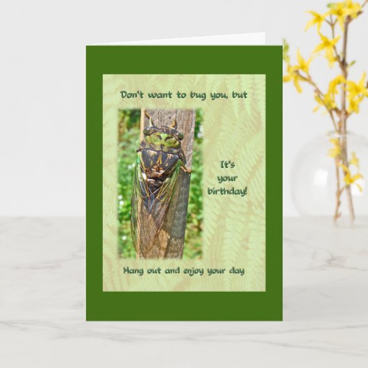蝉のハッピーバースデーの挨拶状 カード (黄色い花)