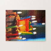 蝋燭が付いているお誕生日ケーキ ジグソーパズル (横)