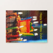 蝋燭が付いているお誕生日ケーキ ジグソーパズル (横)