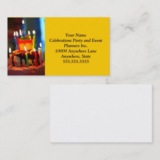 蝋燭が付いているお誕生日ケーキ 名刺 (正面/裏面)