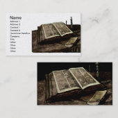 蝋燭が付いている聖書の本-ゴッホを開けて下さい 名刺 (正面/裏面)