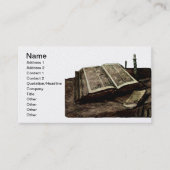 蝋燭が付いている聖書の本-ゴッホを開けて下さい 名刺 (正面)