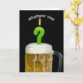 蝋燭が付いている誕生日ビール カード (黄色い花)