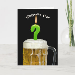 蝋燭が付いている誕生日ビール カード