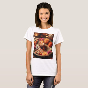 蝋燭と花を載せた盆 Tシャツ