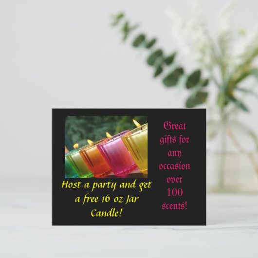 蝋燭のパーティーの女主人カード インビテーションポストカード (スタンド正面)