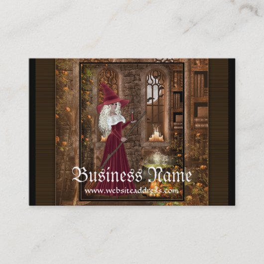 蝋燭のファンタジーの名刺を持つ魔法使い 名刺 (正面)