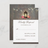 蝋燭のランタンのヴィンテージおよび素朴な結婚RSVP 出欠カード (正面/裏面)