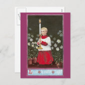 蝋燭のヴィンテージイースターに耐えている男の子を変えて下さい シーズンポストカード (正面/裏面)