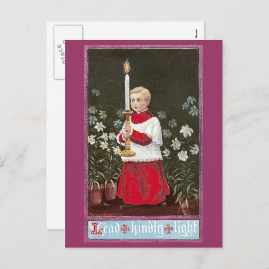 蝋燭のヴィンテージイースターに耐えている男の子を変えて下さい シーズンポストカード (正面/裏面)