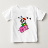 蝋燭の第1誕生日のTシャツおよびギフトとおどけて下さい ベビーTシャツ (正面)