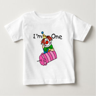 蝋燭の第1誕生日のTシャツおよびギフトとおどけて下さい ベビーTシャツ