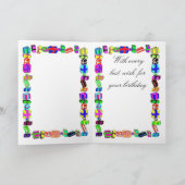 蝋燭を吹くハッピーバースデーの_ カード (内部)